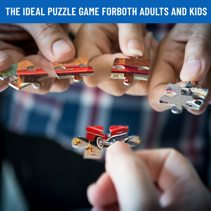 Retro American Garage Town ¨C Classic Hot Rods & Motorcycles Puzzle