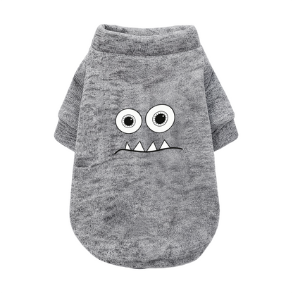Minimal Sharp Tooth Monster Simple Gray Pet Cartoon Sweater