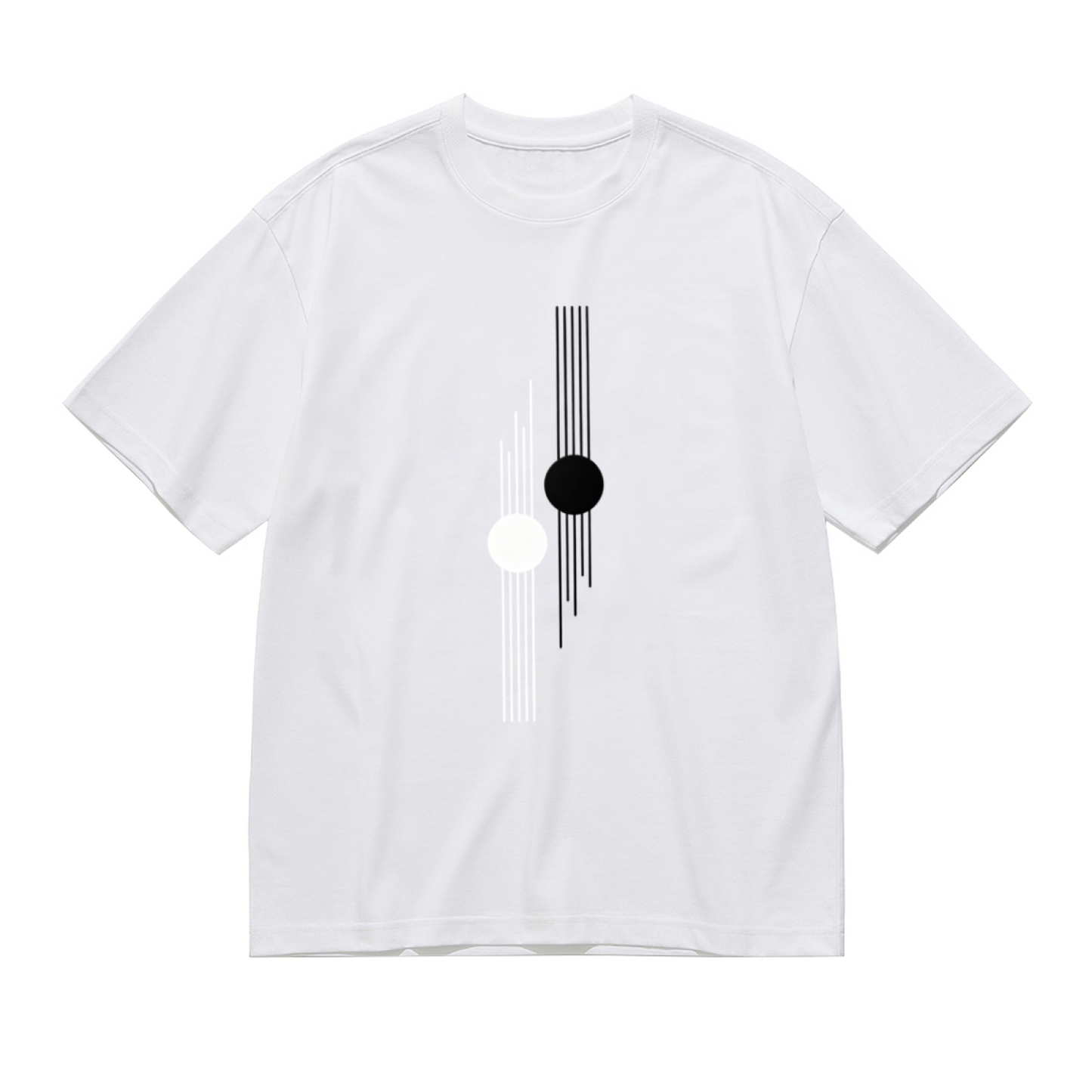 Minimalist Black White Line Circle Abstract Art Plus Size Women Printed T-Shirt