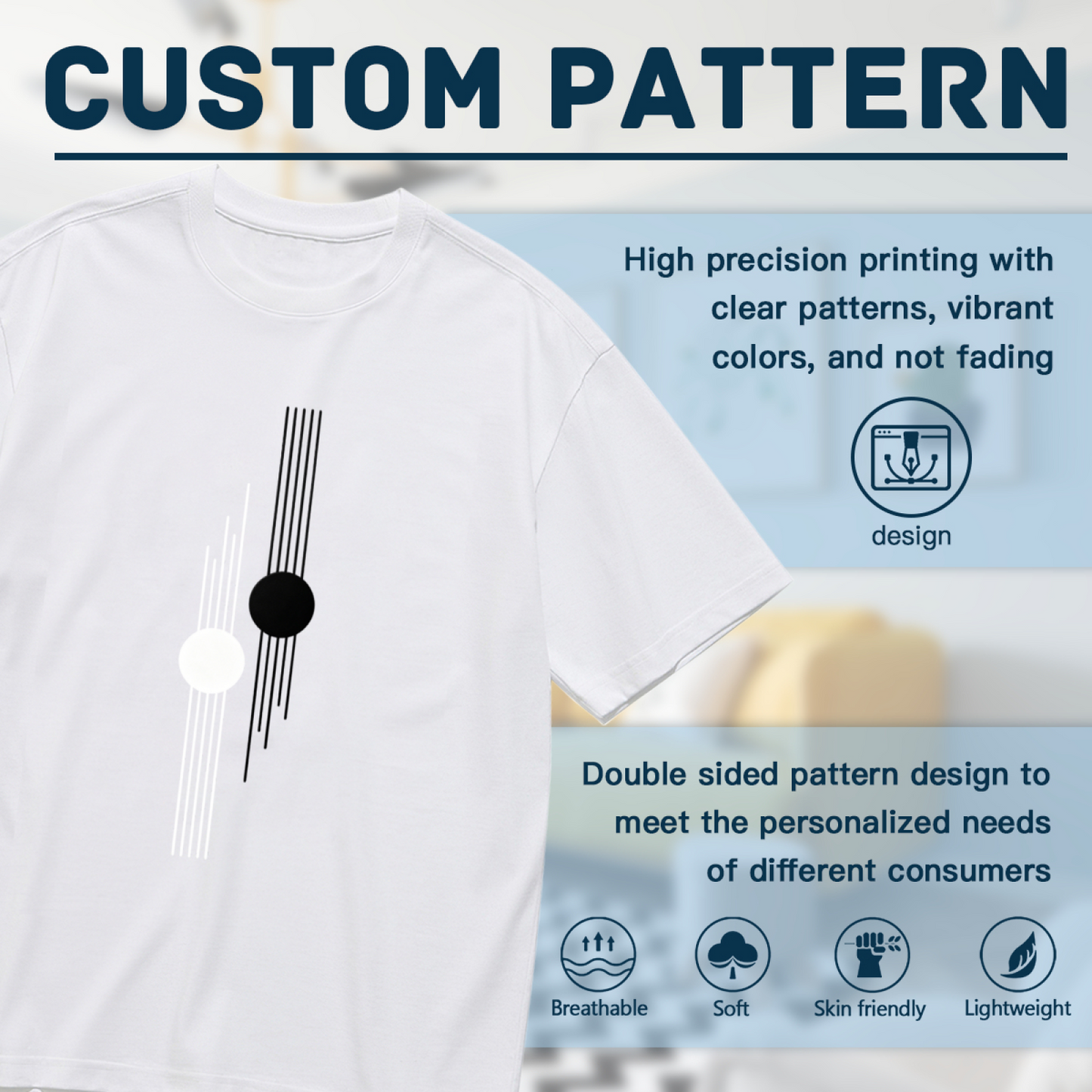 Minimalist Black White Line Circle Abstract Art Plus Size Women Printed T-Shirt