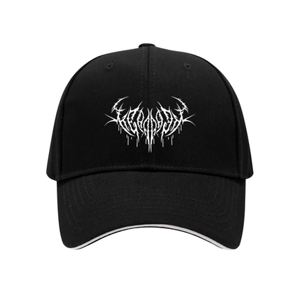 Brutal Black Metal Gothic Print Red Sandwich Baseball Cap For Rock Fans