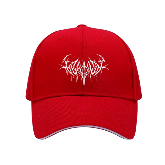 Brutal Black Metal Gothic Print Red Sandwich Baseball Cap For Rock Fans