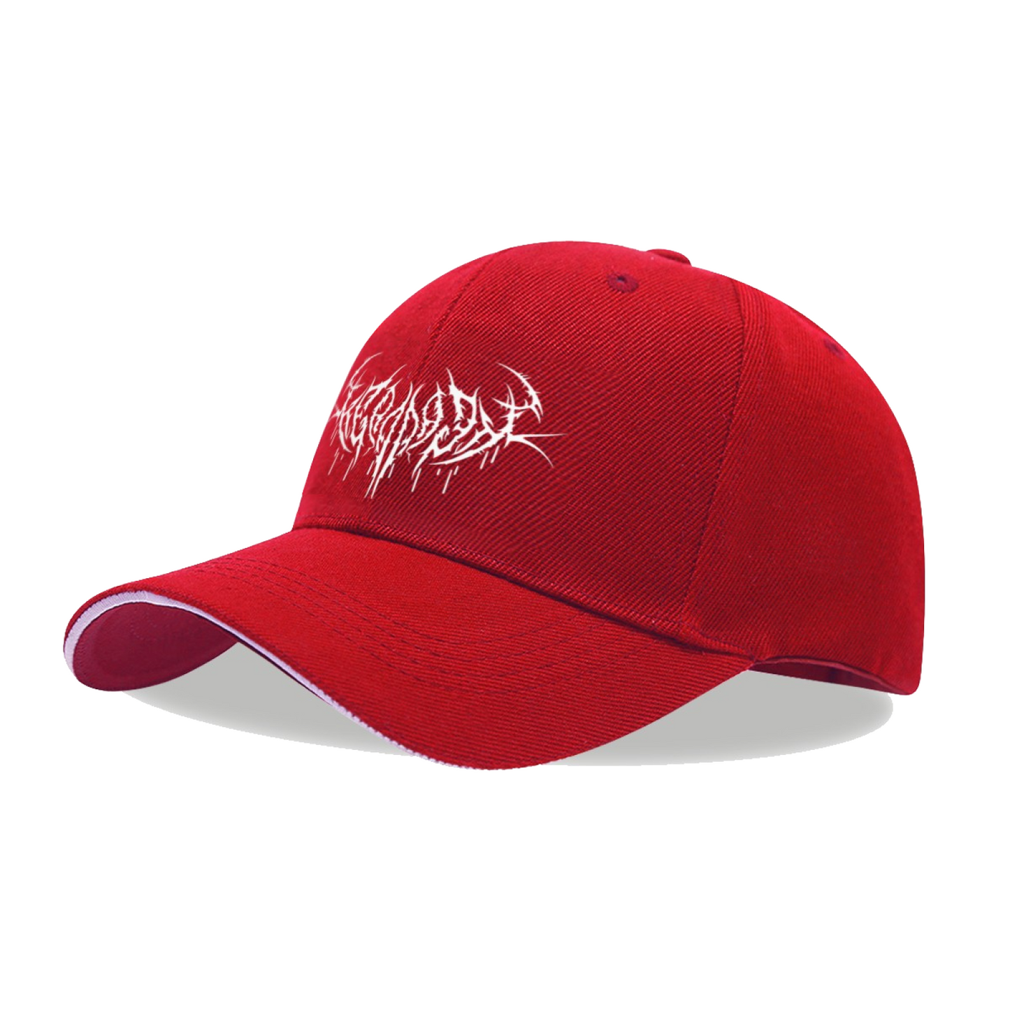 Brutal Black Metal Gothic Print Red Sandwich Baseball Cap For Rock Fans