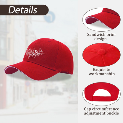 Brutal Black Metal Gothic Print Red Sandwich Baseball Cap For Rock Fans