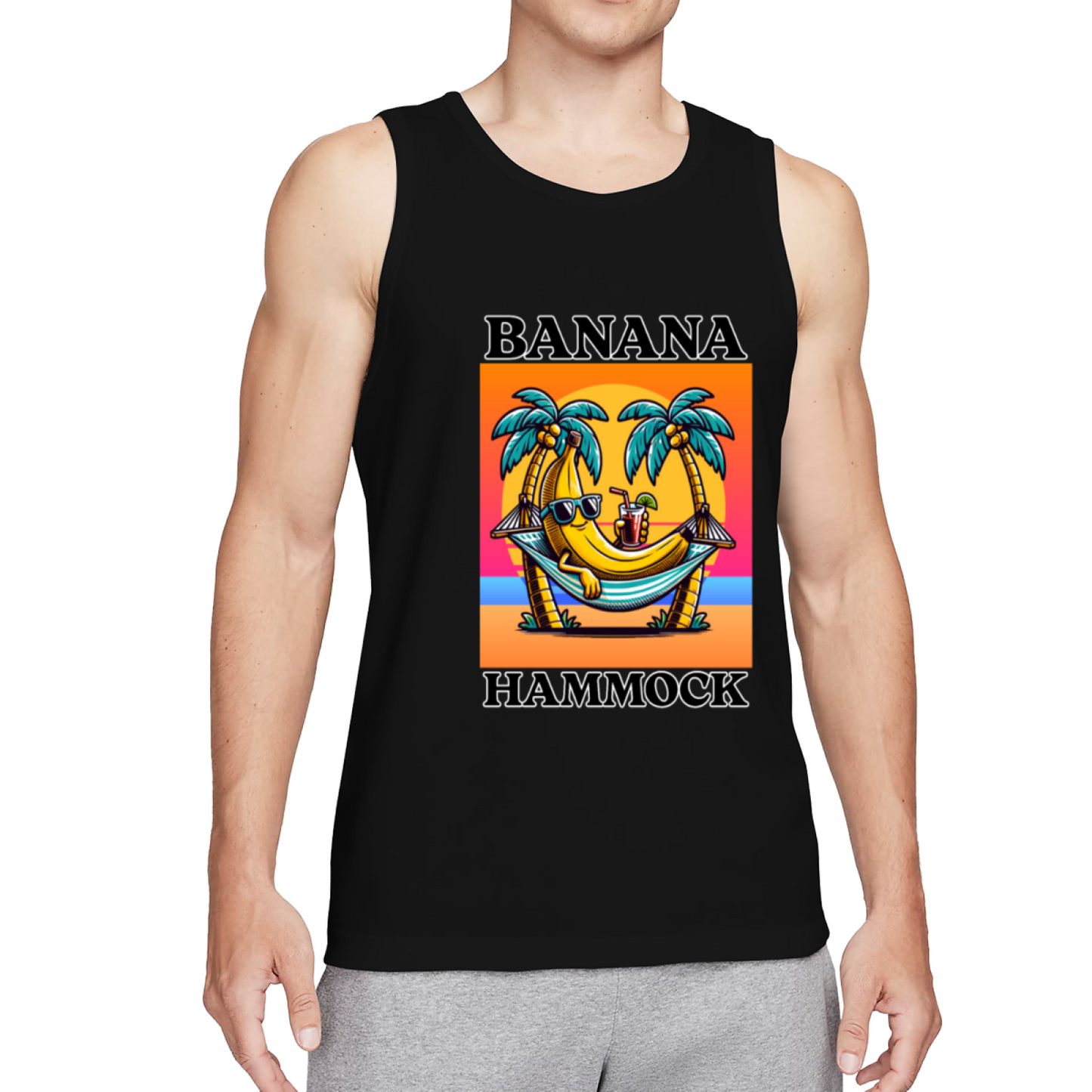 Retro Tropical Banana Hammock Beach Tank Top