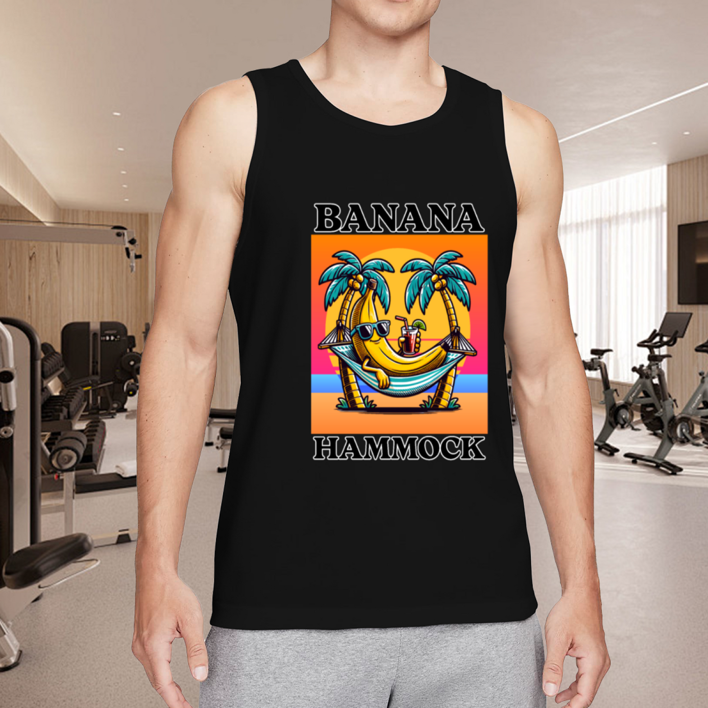 Retro Tropical Banana Hammock Beach Tank Top