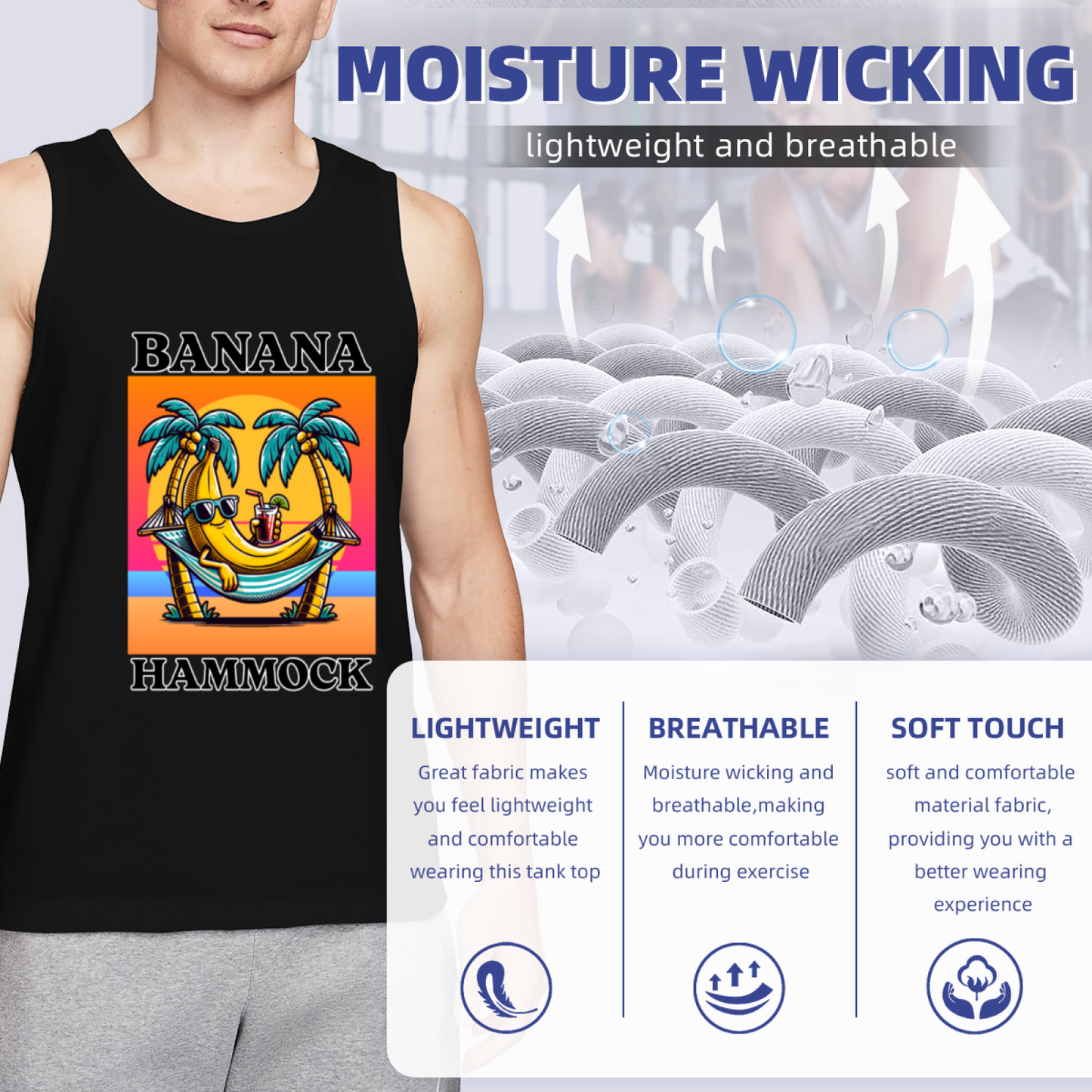 Retro Tropical Banana Hammock Beach Tank Top