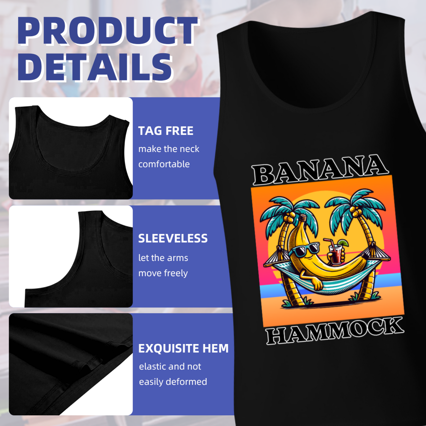 Retro Tropical Banana Hammock Beach Tank Top