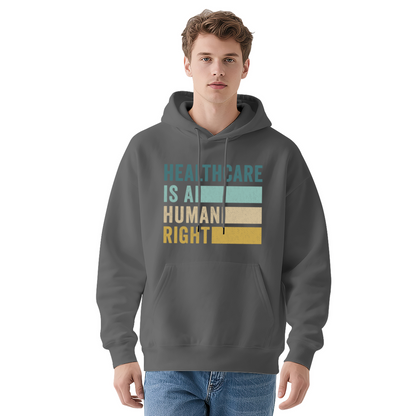 Healthcare Is A Human Right Retro Stripe Hoodie, Soft Everyday Hooded Top