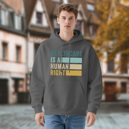 Healthcare Is A Human Right Retro Stripe Hoodie, Soft Everyday Hooded Top