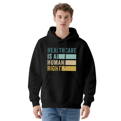 Healthcare Is A Human Right Retro Stripe Hoodie, Soft Everyday Hooded Top