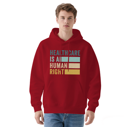 Healthcare Is A Human Right Retro Stripe Hoodie, Soft Everyday Hooded Top