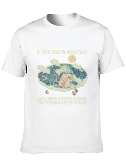 Flat Earth Cat Humor Graphic Tee