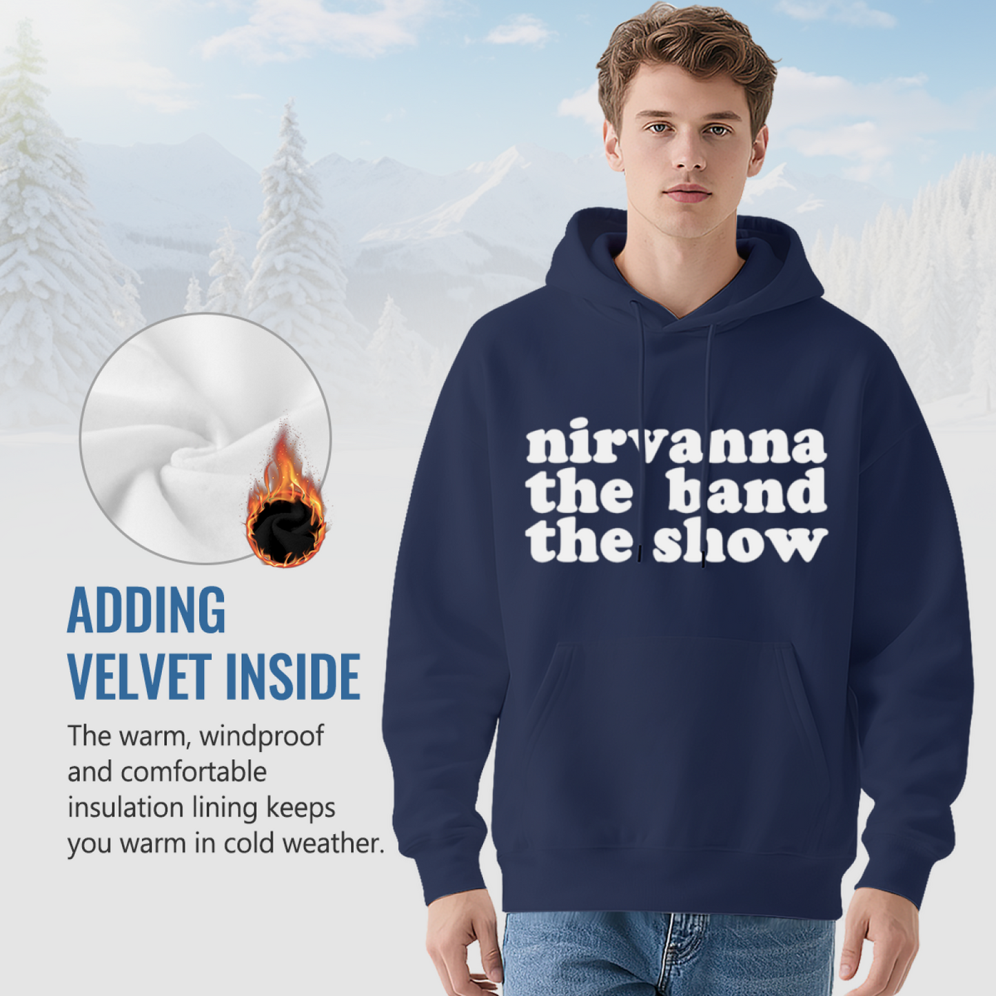 Nirvanna The Band The Show Retro Text Hoodie, Soft Unisex Casual Top