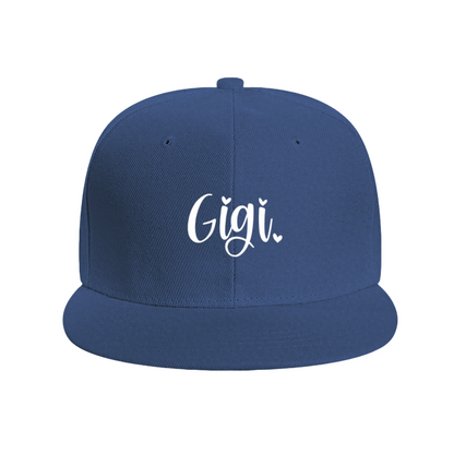 Lovely Cursive Gigi With Tiny Hearts Pink Flat Sun Hat