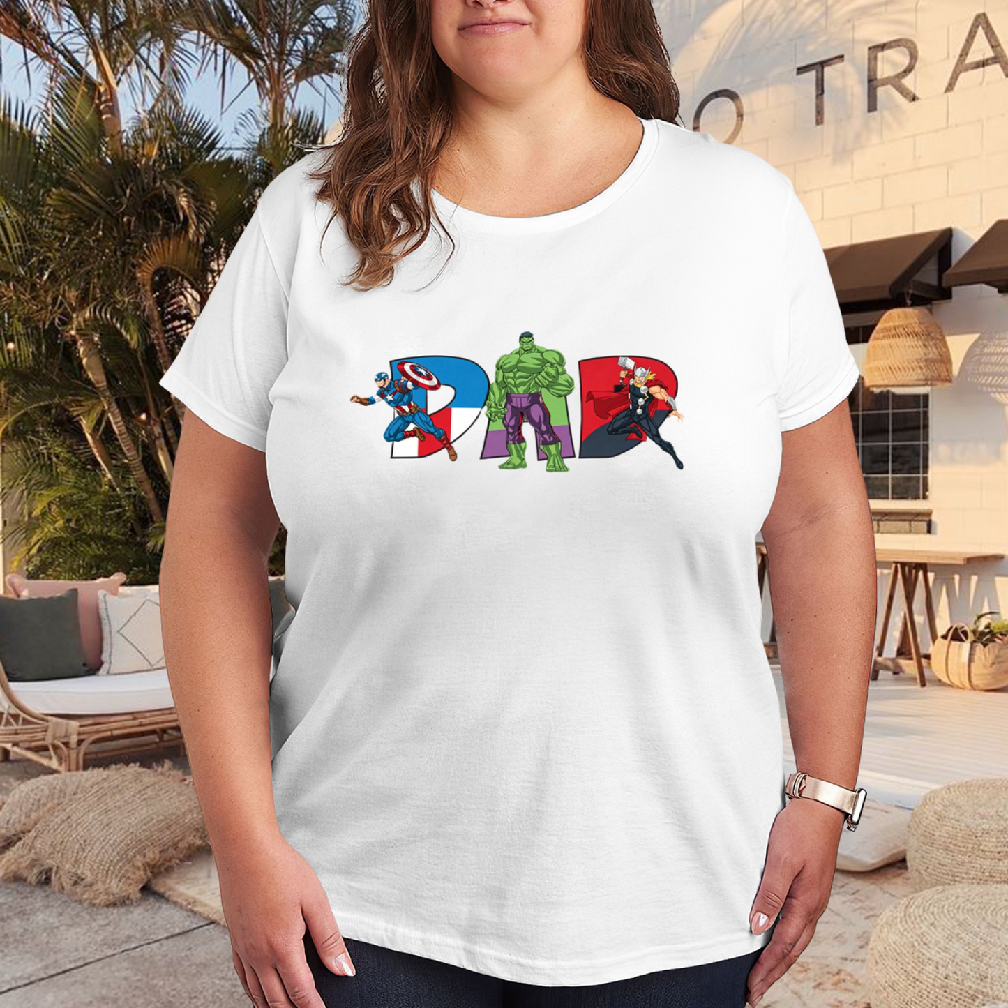Superhero DAD Captain America Hulk Plus Size T-Shirt