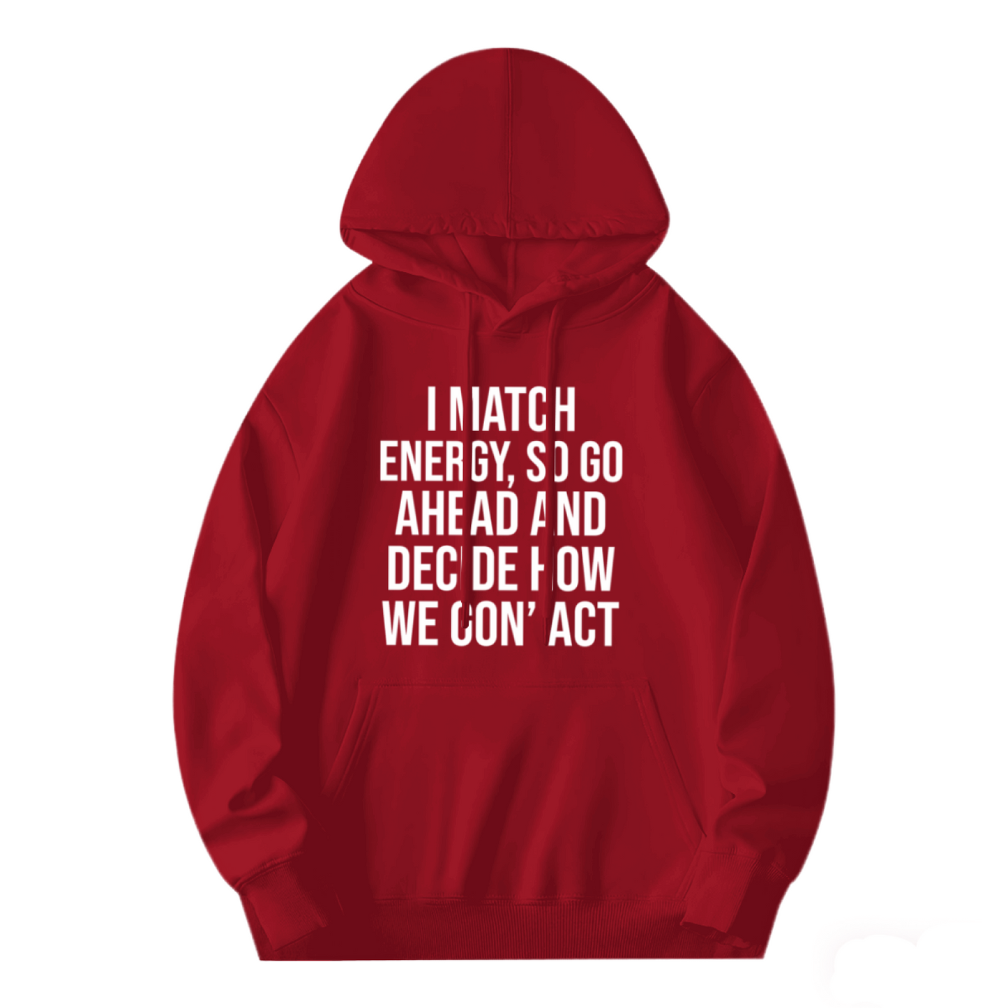 Attitude Energy Quote Statement Red Hoodie, Ultra Soft Casual Streetwear Hoodie