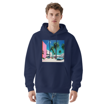 90s Vaporwave Palm Tree Retro Car Art Hoodie, Unisex Cozy Comfort Pullover