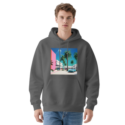 90s Vaporwave Palm Tree Retro Car Art Hoodie, Unisex Cozy Comfort Pullover