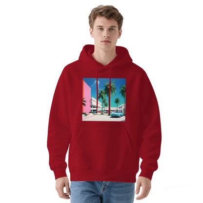90s Vaporwave Palm Tree Retro Car Art Hoodie, Unisex Cozy Comfort Pullover