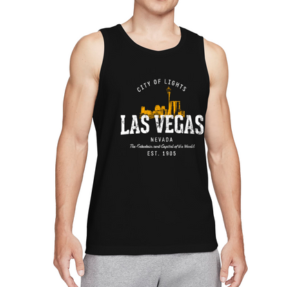Las Vegas City Of Lights Vintage Cityscape Mens Tank