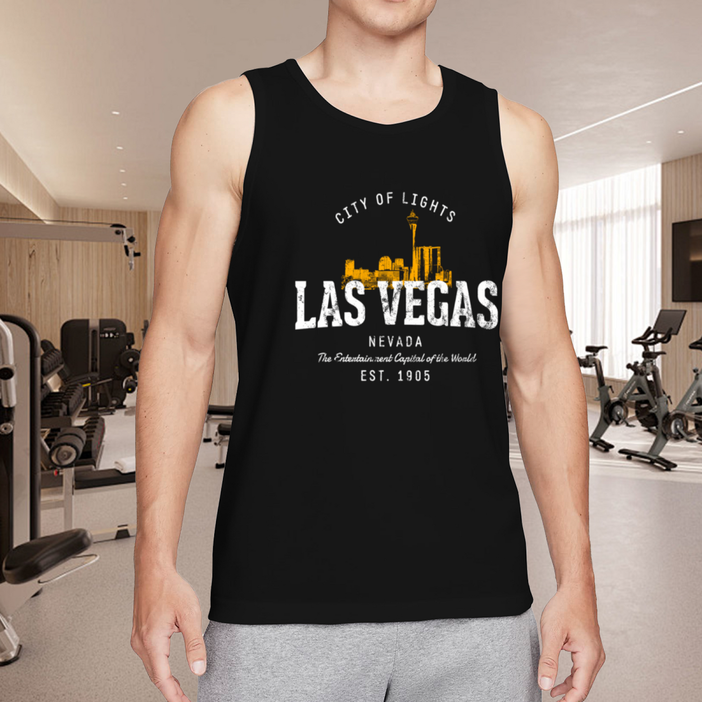 Las Vegas City Of Lights Vintage Cityscape Mens Tank