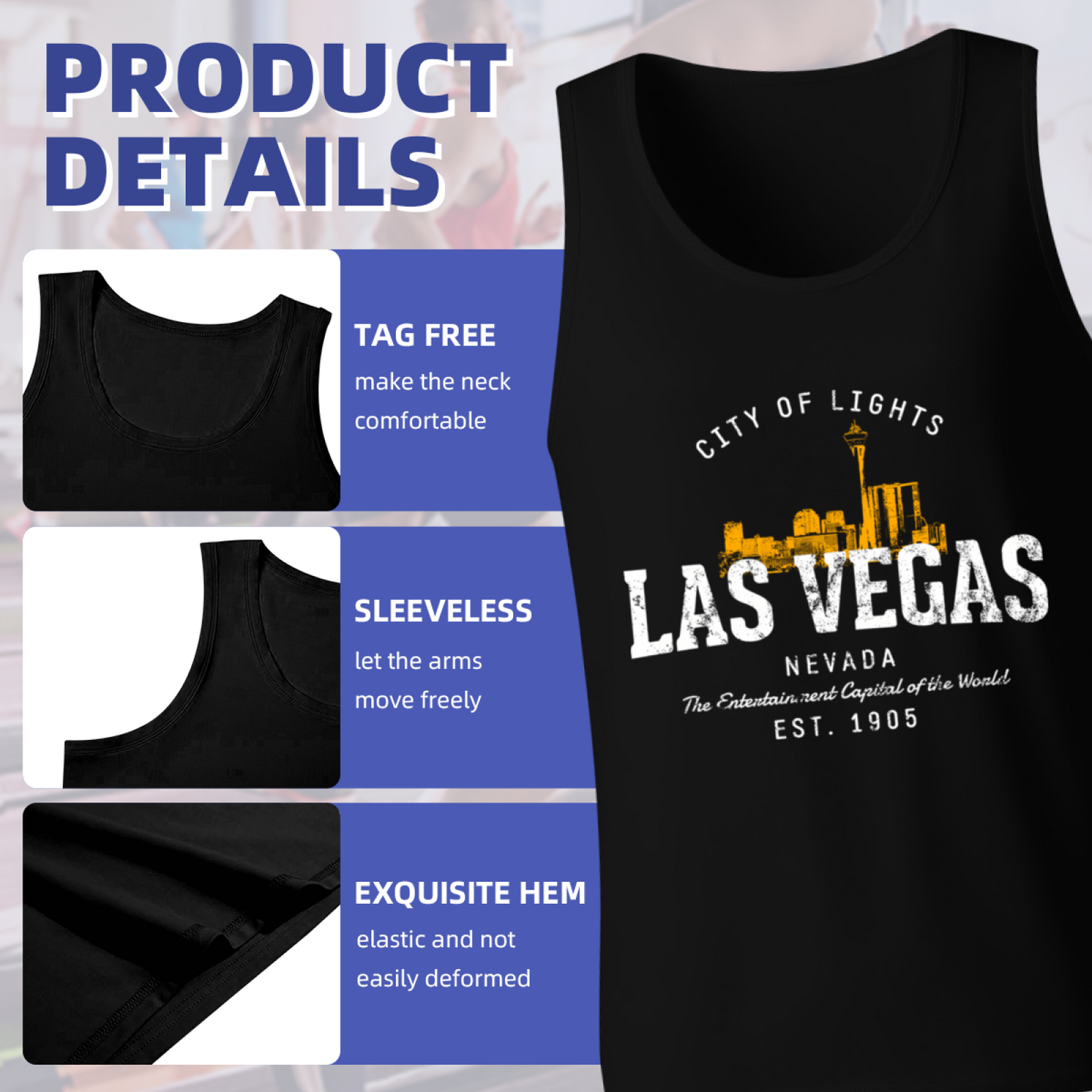 Las Vegas City Of Lights Vintage Cityscape Mens Tank