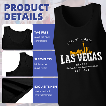 Las Vegas City Of Lights Vintage Cityscape Mens Tank