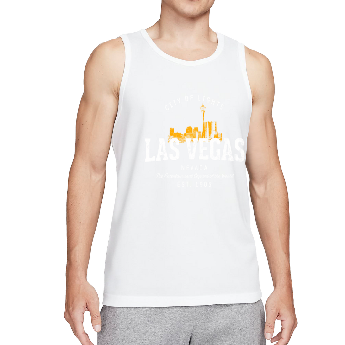 Las Vegas City Of Lights Vintage Cityscape Mens Tank