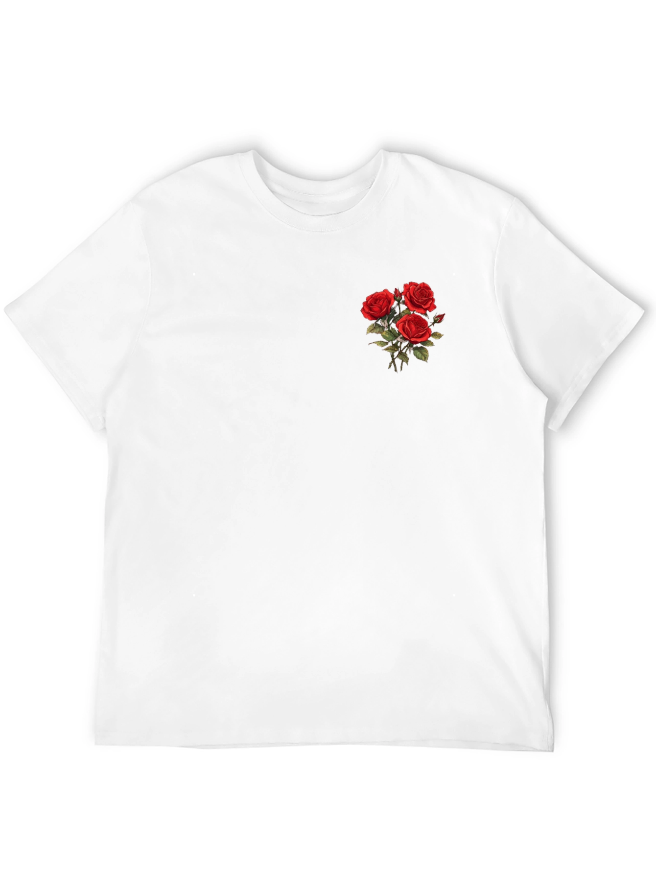 Mens Black T-Shirt with Rose Bouquet Design