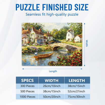 Charming Riverside Village with Windmill ¨C Serene Country Oil Painting Puzzle