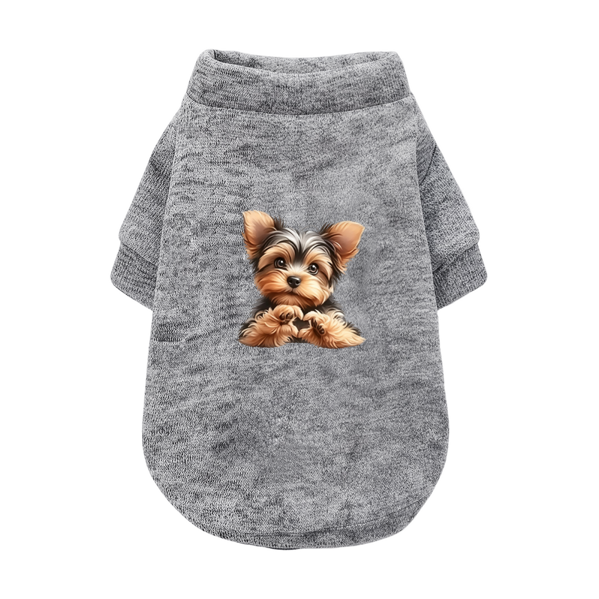 Sweet Yorkshire Terrier Print Pet Sweater, Lovely Small Puppy Daily Outfit