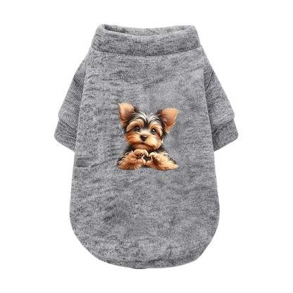 Sweet Yorkshire Terrier Print Pet Sweater, Lovely Small Puppy Daily Outfit