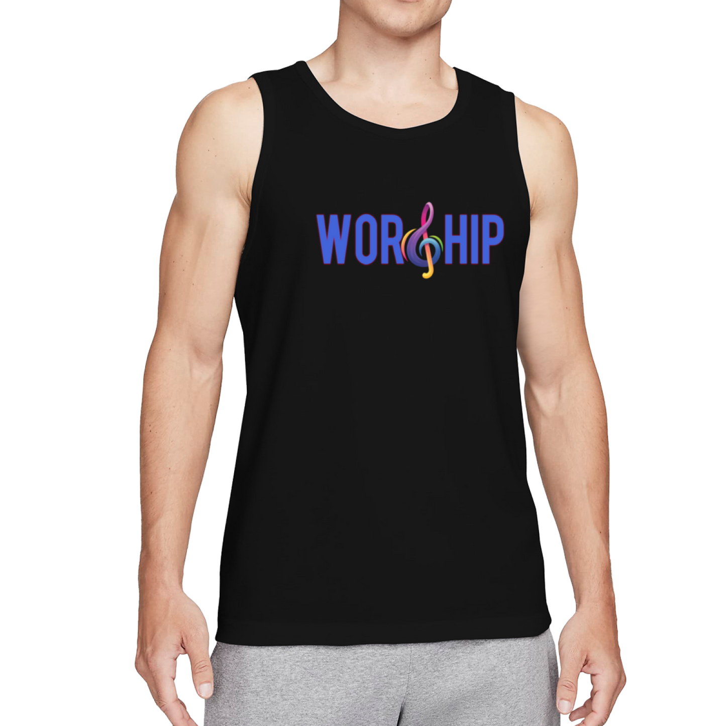 Colorful Treble Clef Worship Music Faith Tank Tee