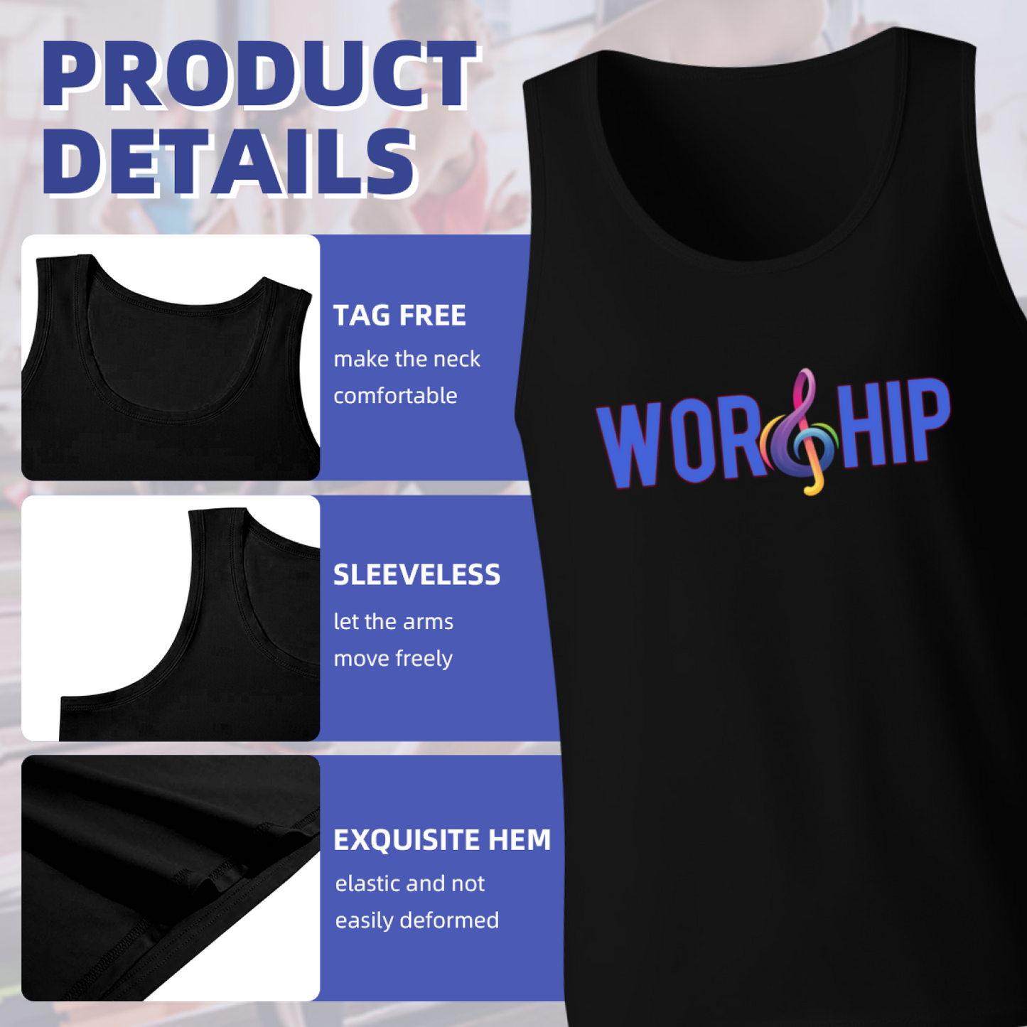 Colorful Treble Clef Worship Music Faith Tank Tee