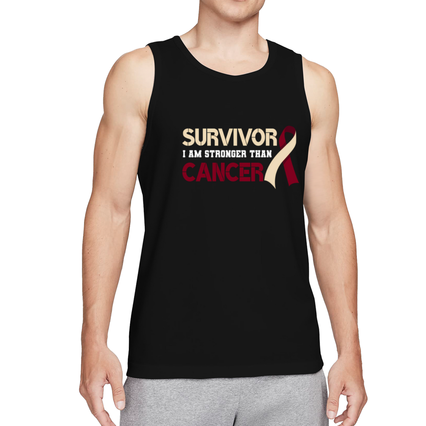 Survivor I Am Stronger Than Cancer Awareness Ribbon Tank Top