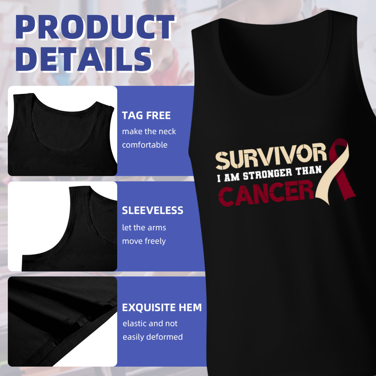 Survivor I Am Stronger Than Cancer Awareness Ribbon Tank Top