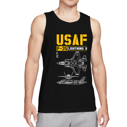 USAF F?35 Lightning II Military Blueprint Tank Top