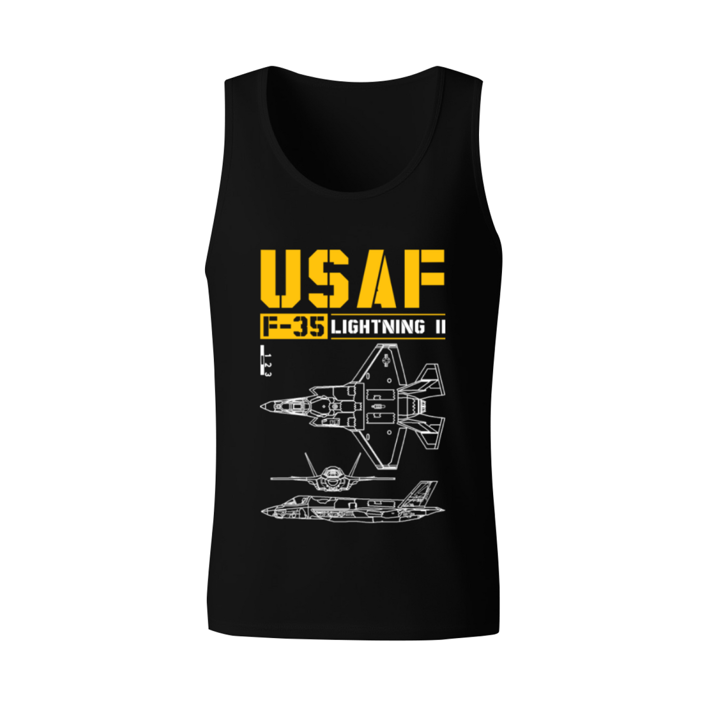 USAF F?35 Lightning II Military Blueprint Tank Top