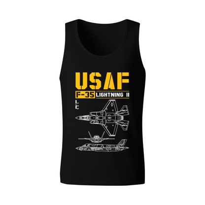 USAF F?35 Lightning II Military Blueprint Tank Top