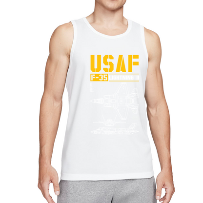 USAF F?35 Lightning II Military Blueprint Tank Top