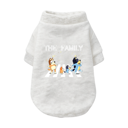 The Family Bluey Cartoon Crossing Road Dog Cardigan Sweater, Family Matching Pet Wear