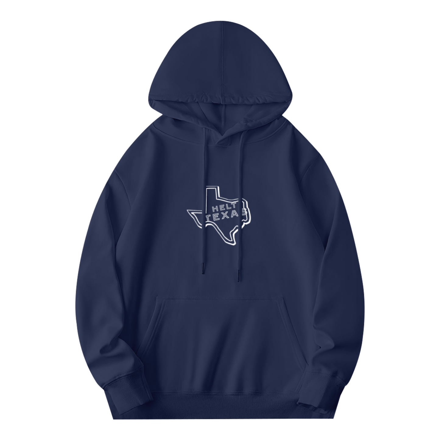 Hello Texas State Map Cozy Navy Hoodie, Southern Comfort Top