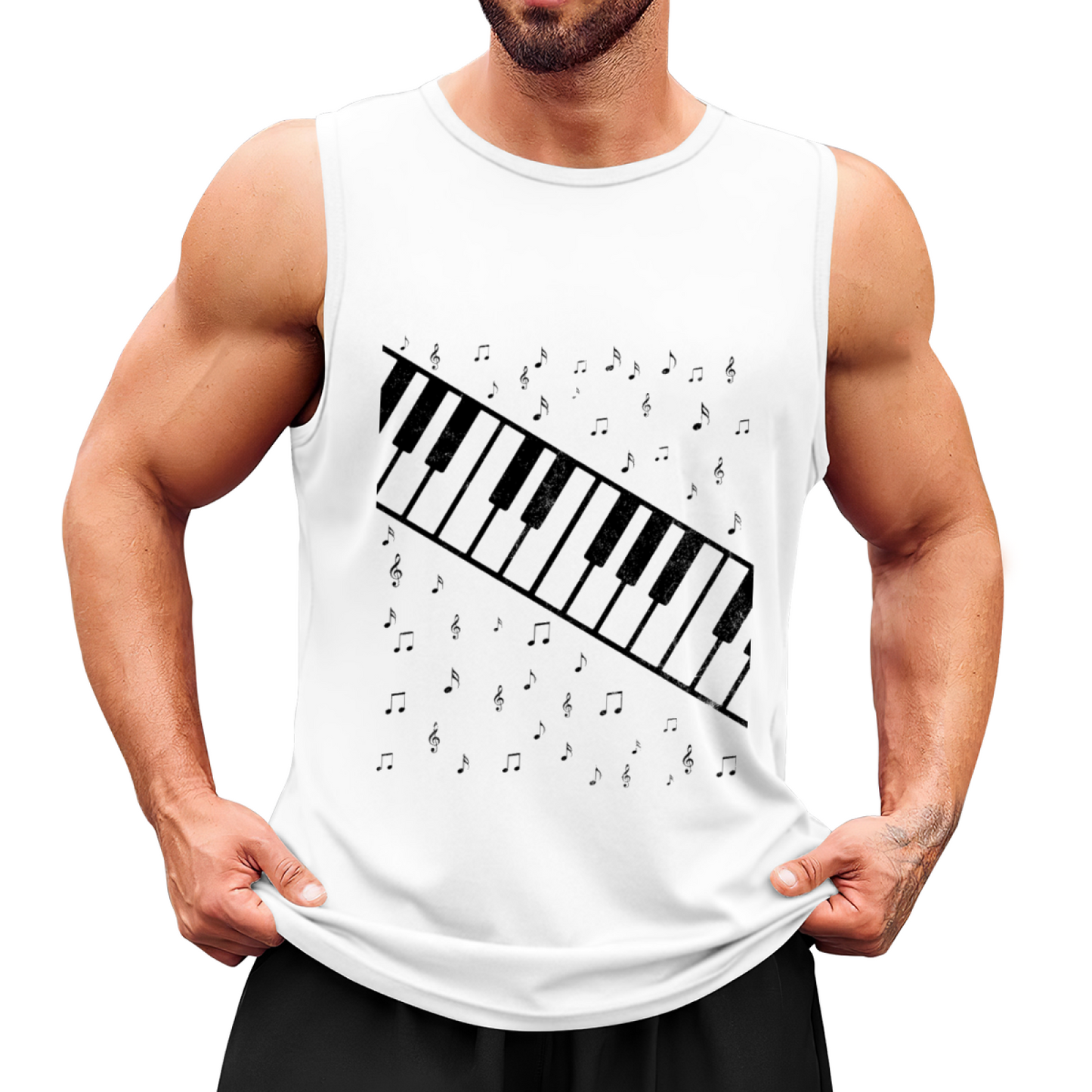Vintage Piano Keyboard Floating Music Note Tank