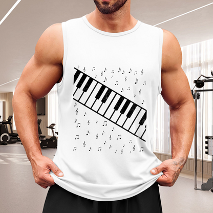 Vintage Piano Keyboard Floating Music Note Tank