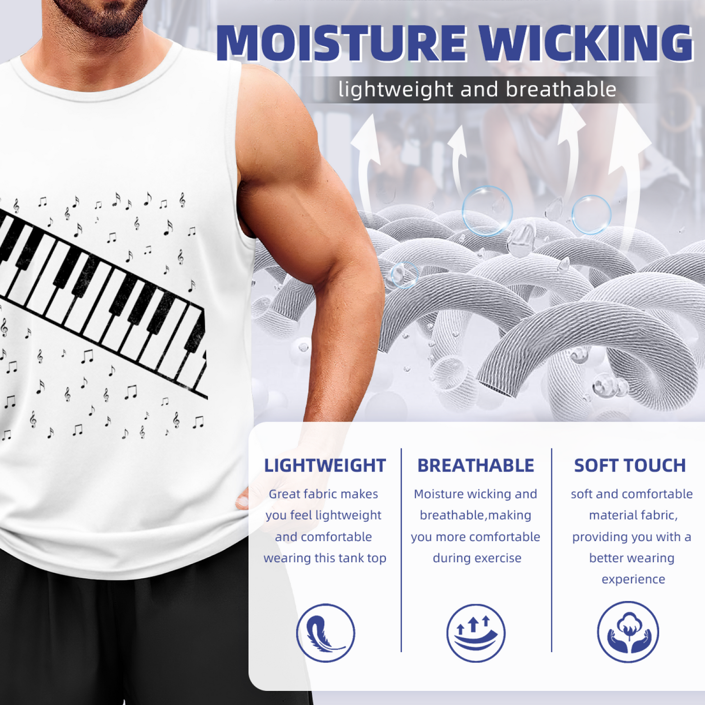 Vintage Piano Keyboard Floating Music Note Tank