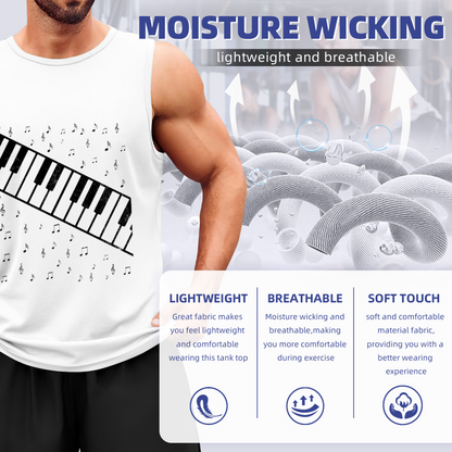Vintage Piano Keyboard Floating Music Note Tank