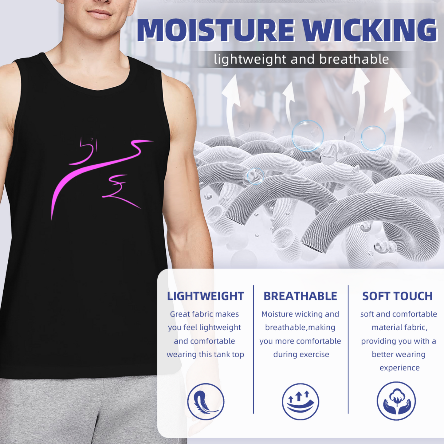 Minimal Pink Arabic Calligraphy Aesthetic Mens Tank Top