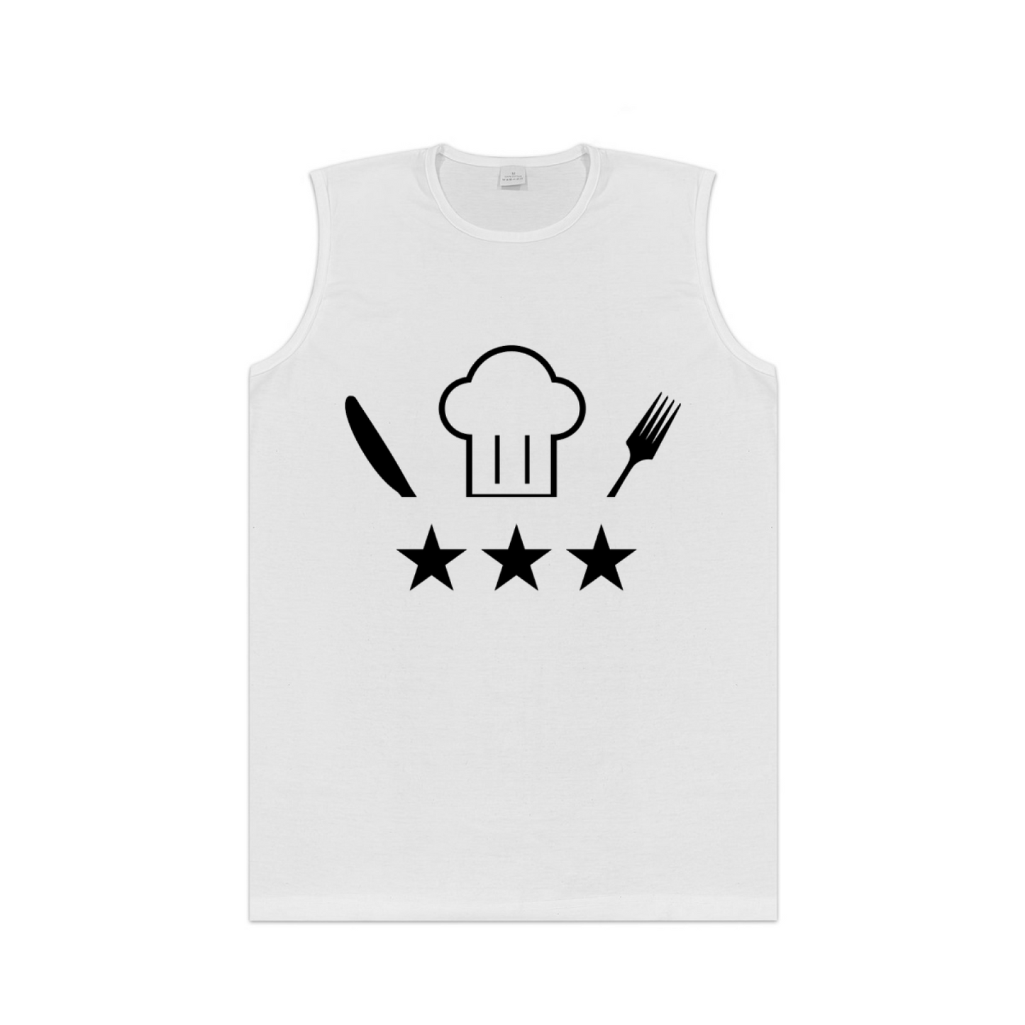 Chef Hat Knife Fork 3 Stars Cooking Lover Sleeveless Tee