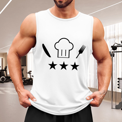 Chef Hat Knife Fork 3 Stars Cooking Lover Sleeveless Tee